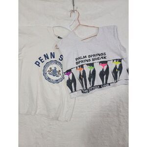 SET OF 2 Vintage 90s 00s T Shirt -  Palm Springs Short Top & PENN STATE USA Made